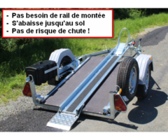 remorque porte moto neuve abaissante jusqu'au sol pour toutes cylindrées CU 415 KG