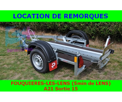 Location remorque basculante porte grosse moto PTAC 750Kg - CU 592 Kg Chargement Facile