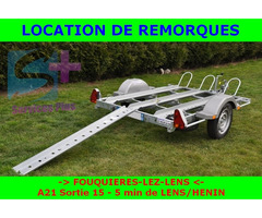 Location remorque porte moto PTAC 750 Kg CU 647Kg pour 3 sportives 2 Harley