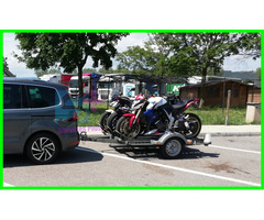 Location remorque porte moto PTAC 750 Kg CU 647Kg pour 3 sportives 2 Harley