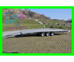 Location grande remorque plateau porte voiture plancher plein 3 essieux 6m x 2,10m 3500Kg