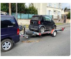 LOCATION ou REMORQUAGE - Remorque porte-voiture simple essieu PTAC 1300kg